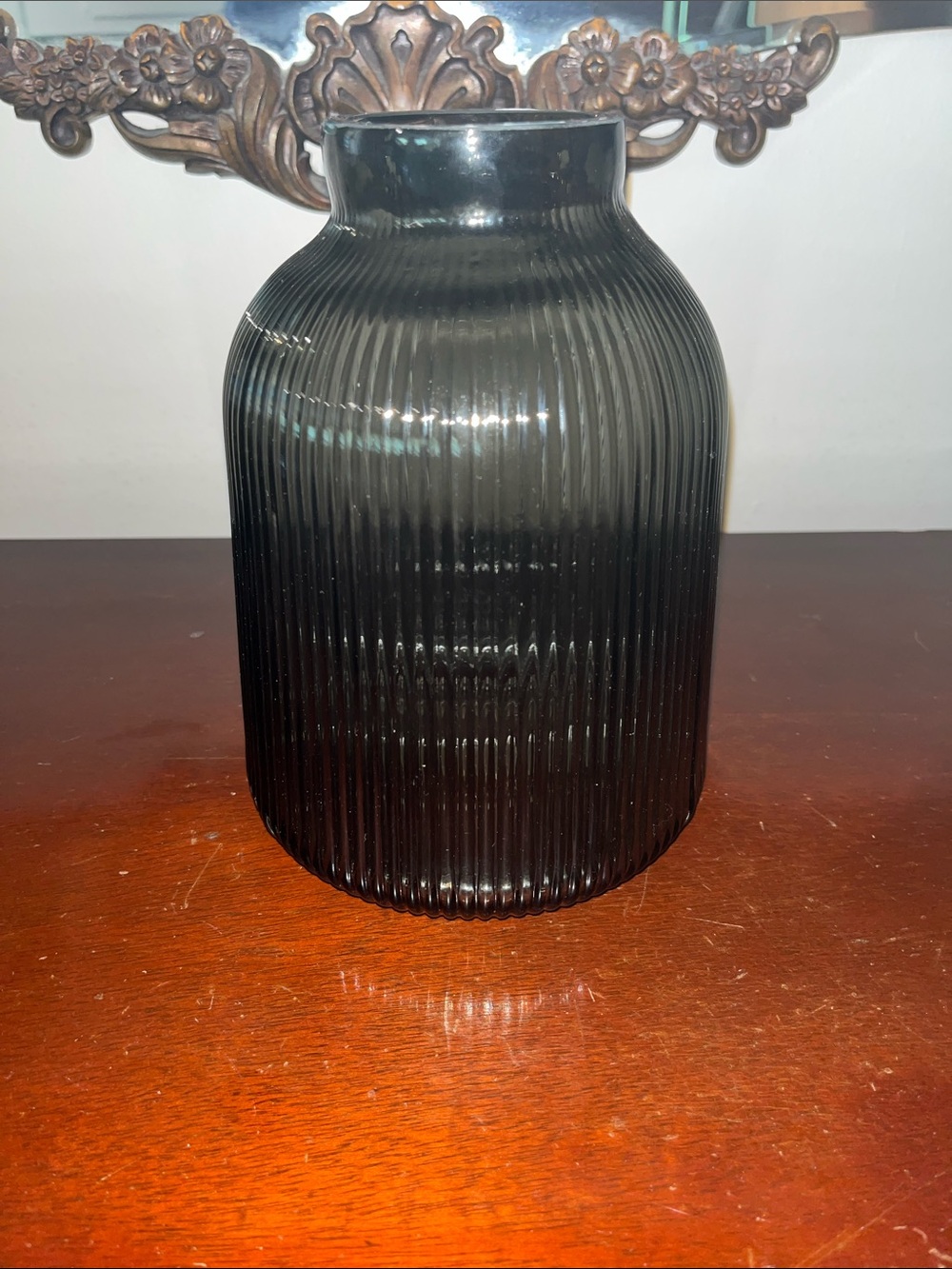 Black Ribbed Vase